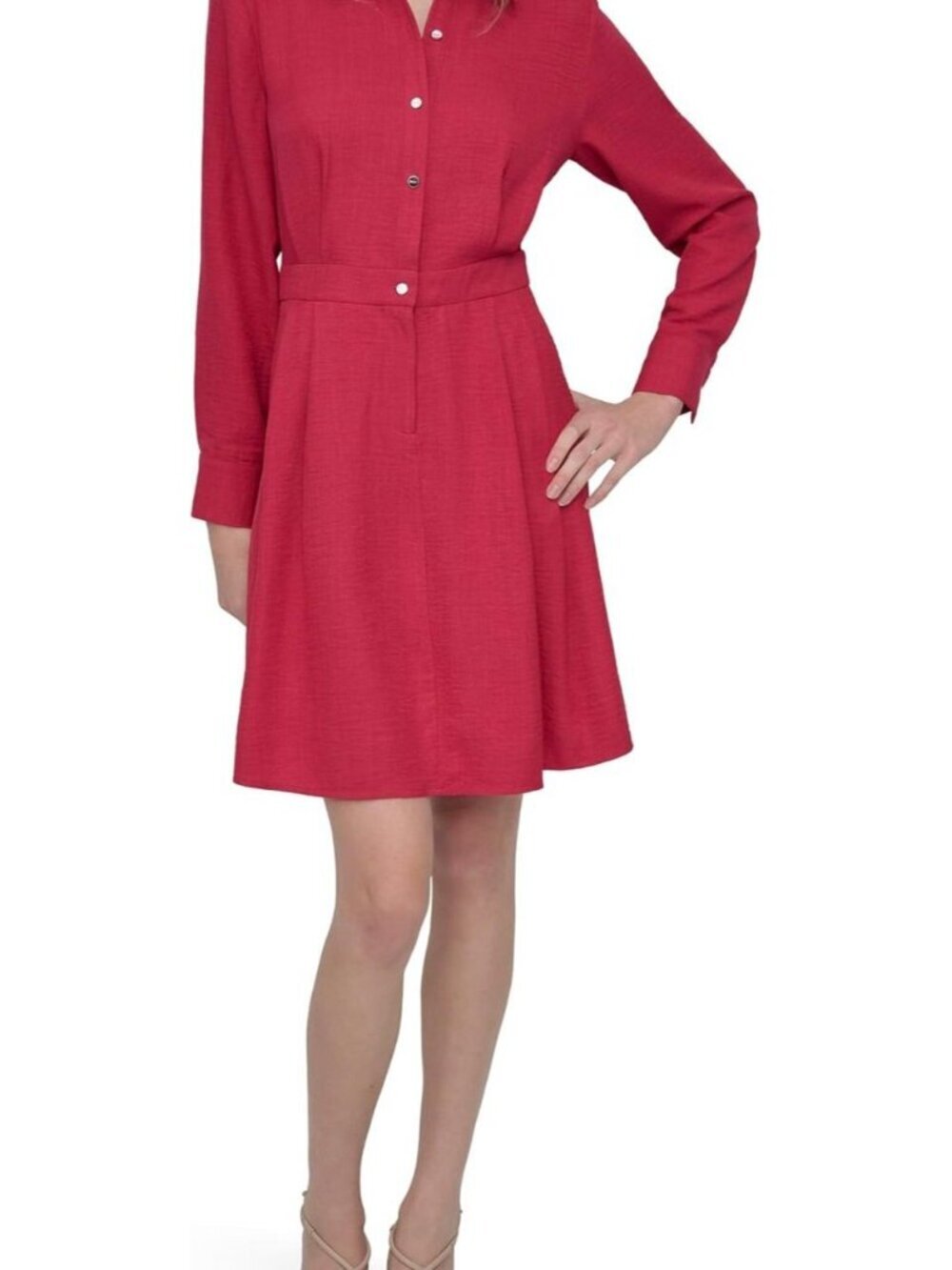 NEW DKNY Women's 16 Collared Neck Long Sleeve Button Down Dress • Reg Price $129 - Picture 2 of 5